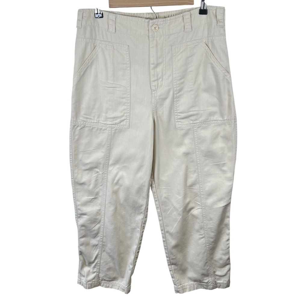 Universal Thread Cream Utility‎ Pants Womens Size 10 High Rise Relaxed Cotton